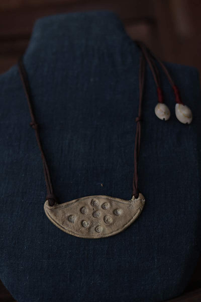 Recycled Metal Abstract Moon Sand Cast Handcrafted Necklace| Khamir