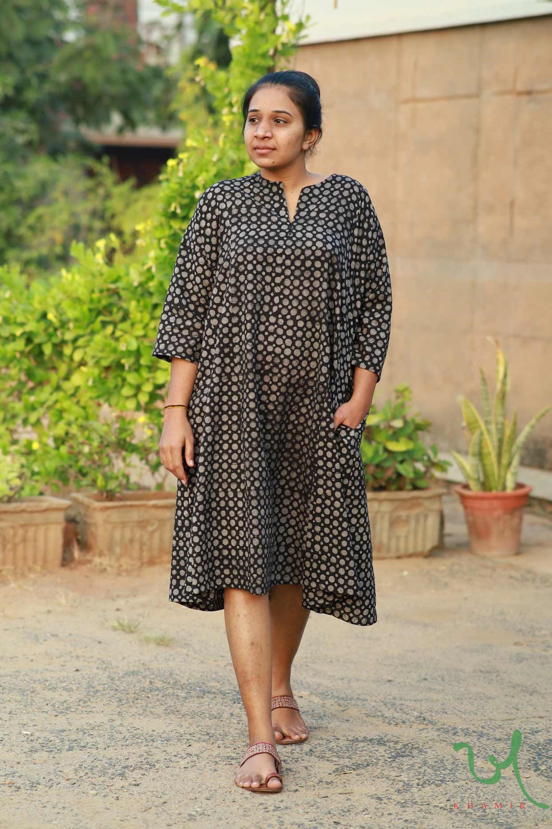 block batik dress design Batik Block Print Maxi Dress 28A Black/White / One Size Fits Most