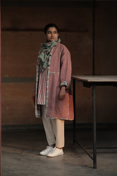 Handwoven Desi wool Checks kediya coat