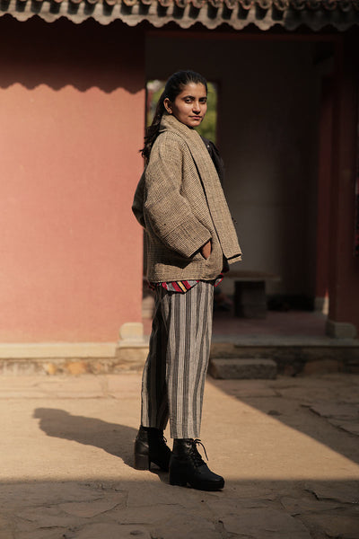 handwoven Desi wool Shawl collar jacket