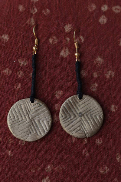Recycled Metal Sand Cast Handcrafted Circle Earrings | Khamir