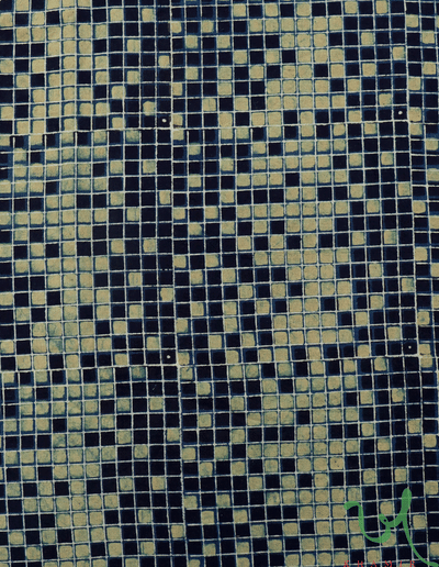 Khamir Traditional Kutchi handprinted Natural Dye Green Indigo Geometric Ajrakh Hand Block Cotton Fabric