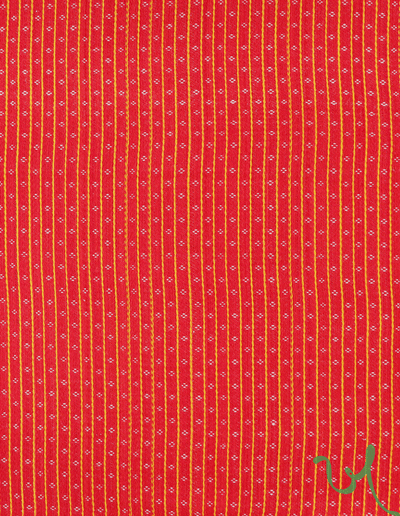 Khamir Traditional Kutchi Orange Dotted Hand Woven Mashru Fabric  22" width