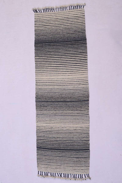 Khamir Traditional Kutchi Black White Textured Stripes Handwoven Rug