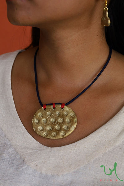 Recycled Metal Dotted Oval Sand Cast Handcrafted Necklace | Khamir