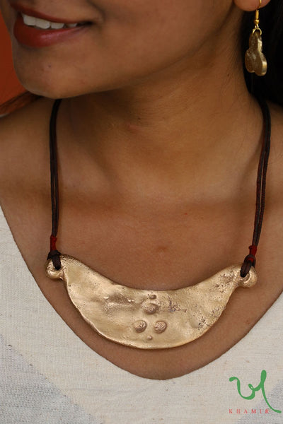 Recycled Metal Moon Phase Sand Cast Handcrafted Necklace| Khamir
