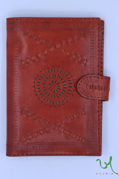 Khamir Traditional Kutchi Brown Handcrafted Leather Clutch with Kutch Leather Art