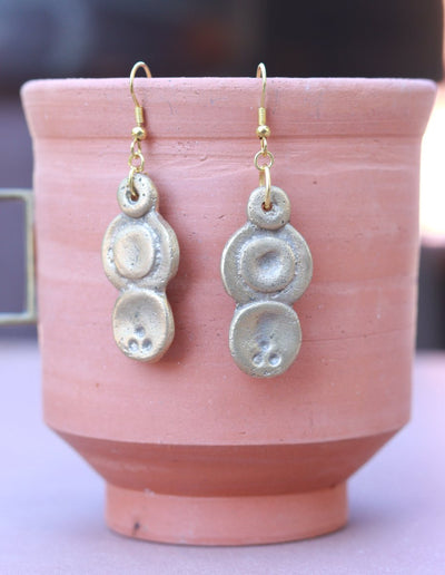 Khamir Traditional Kutchi Golden sand casted earrings