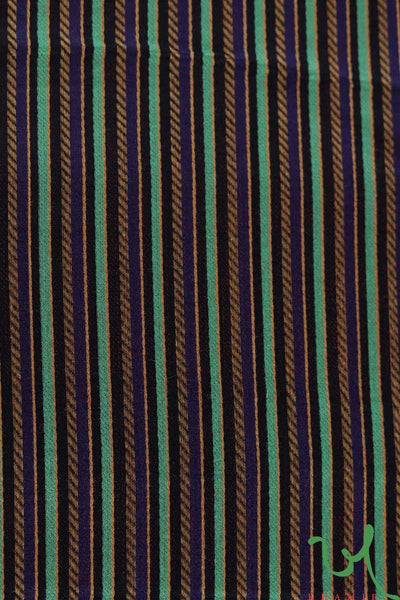 Khamir Traditional Kachchhi Traditional Turquoise, Indigo and Black Striped handwoven Mashroo Fabric By Khamir