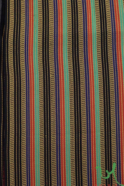 Khamir Traditional Kachchhi Traditional Dark Multicolored fine detailed Striped handwoven Mashroo Fabric by Khamir