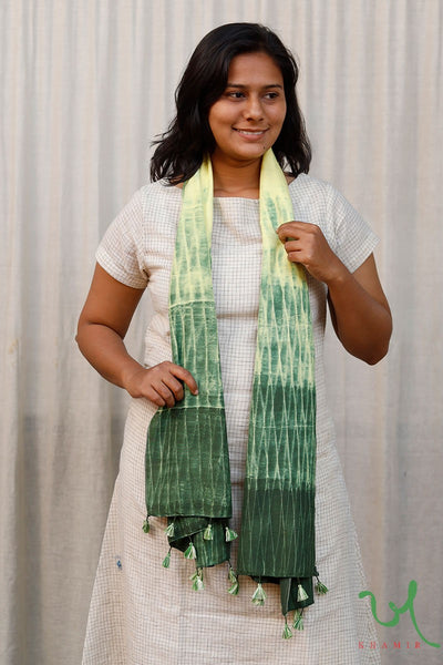 Khamir Traditional Shades of Green Tie-dye Modal Silk Stole