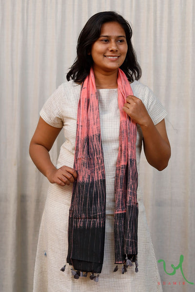 Khamir Traditional Jade Pink Tie-dye Modal Silk Stole