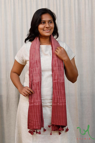Khamir Traditional Aspen Dark Pink Tie-dye Modal Silk Stole